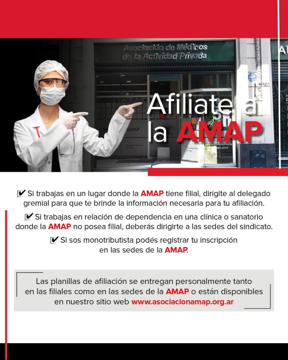 SindicatoAMAP's tweet photo. AFILIATE A LA AMAP
La lucha gremial necesita del compromiso y la participación de todos los colegas.
Si aún no te afiliaste a nuestro sindicato, accedé a este link https://t.co/7diLR3SWEK y encontrá toda la información. 
Consultas: Whatsapp +5491156033633 https://t.co/F3qgnhPZhl