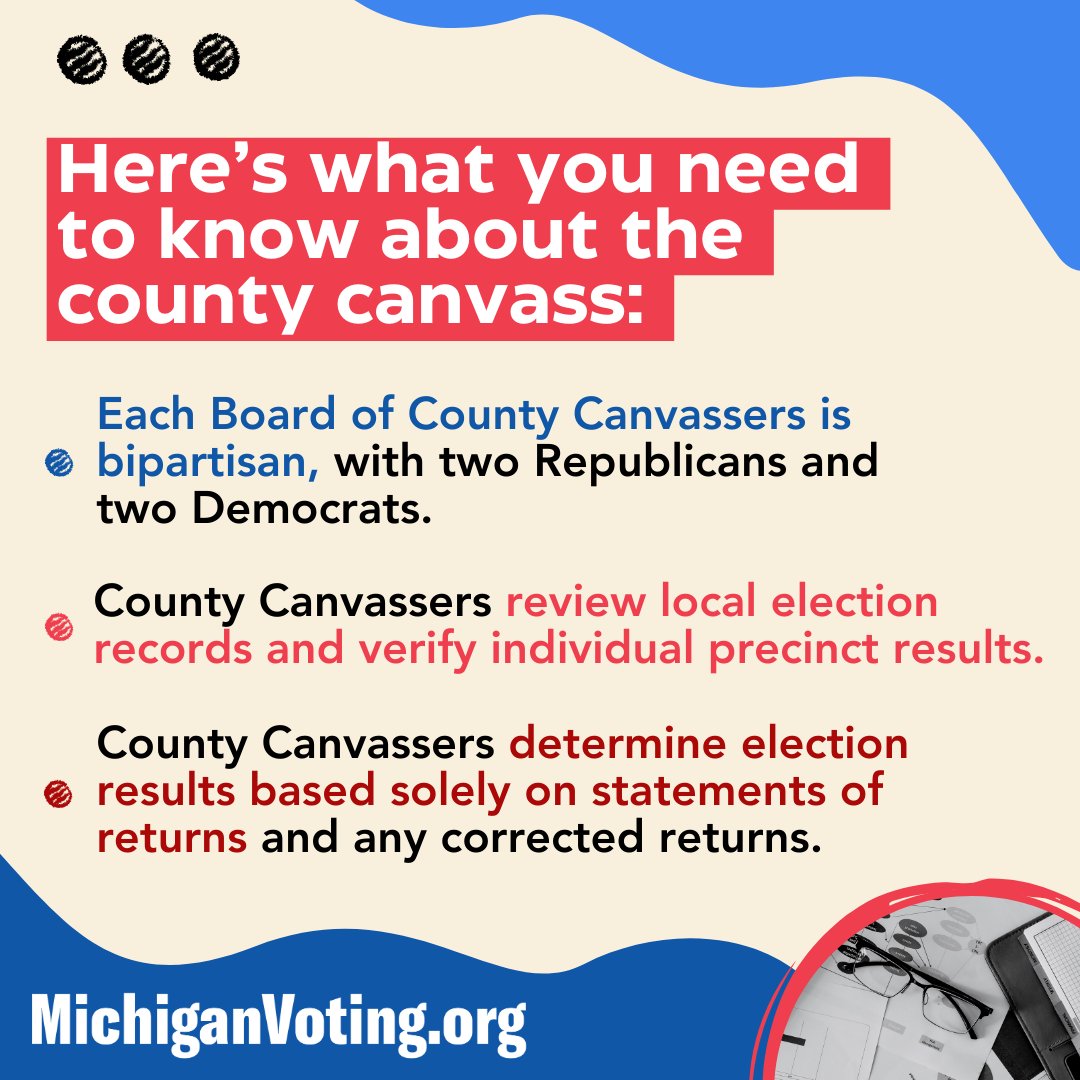 The post-election county canvass is currently underway. Here’s what you need to know about the canvass and how it helps ensure secure and accurate elections. #MIVoting