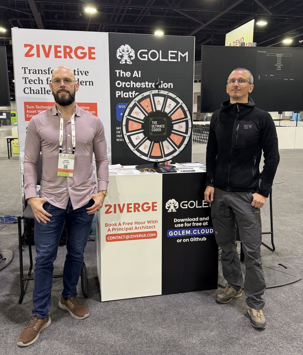 Tomorrow, our humble booths open for business! 🎉 #KubeCon #Atlanta

Stop by to chat technology, AI, and durable execution, to win cool prizes, and, of course, to meet the infamous golem from <a href="/GolemCloud/">Golem Cloud</a>. 🗿
