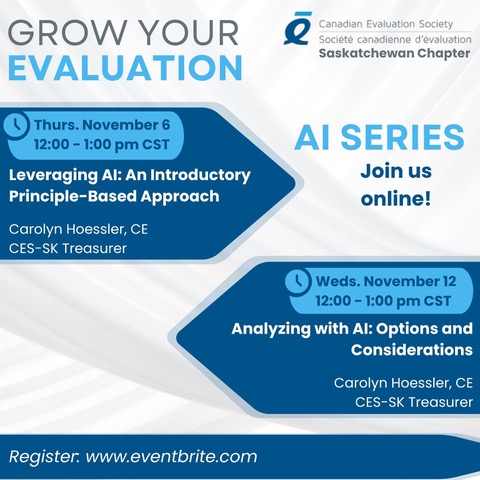 Spaces are still available for our Nov. 12 session, Analyzing with AI: Options and Considerations. Online at 12:00-1:00 pm CST. Join us here: eventbrite.ca/e/analyzing-wi…

#eval #evaluation #research #analysis