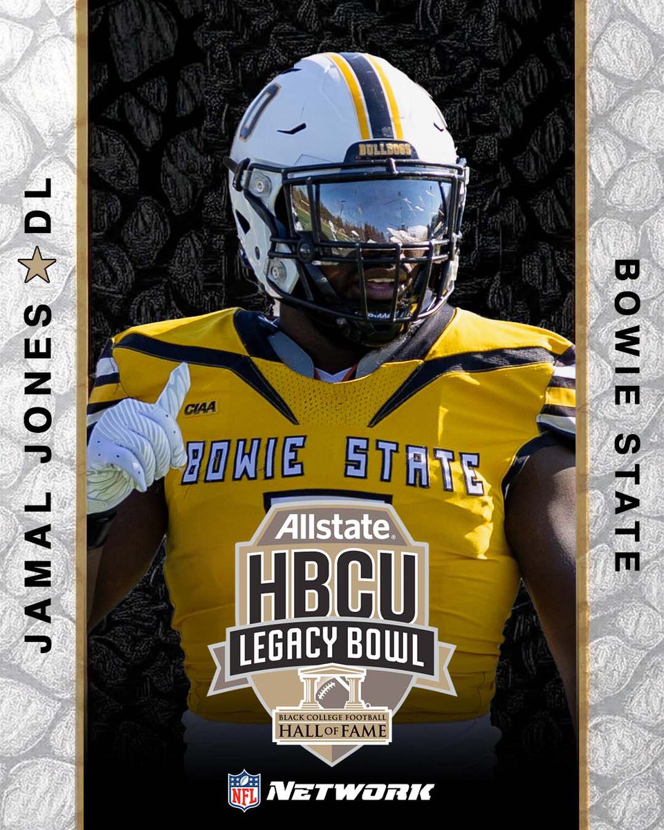 Welcome to the 2026 Allstate HBCU LEGACY BOWL!

Jamal Jones
DL, Bowie State, <a href="/bowiestatefb/">BOWIE STATE FOOTBALL 🏈</a> 

#LegacyBound✊🏾

<a href="/CIAASports/">NAIA Sports</a>