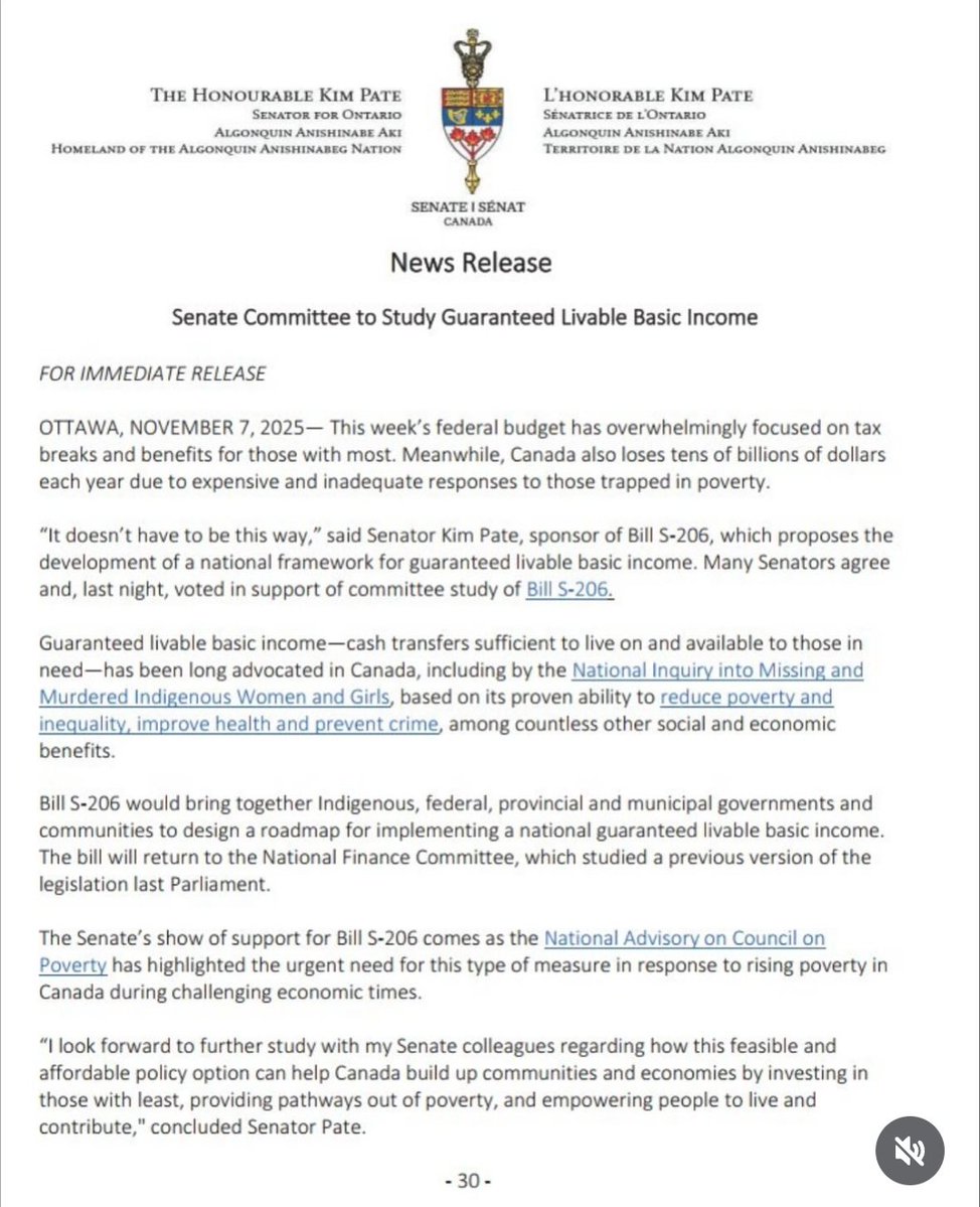 🚨 Guaranteed Livable Basic Income

Ottawa quietly advances Bill S-206, proposing a Guaranteed Livable Basic Income for every 🇨🇦 aged 17+.

A $93-billion-a-year plan.
