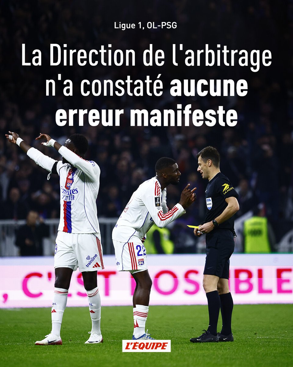 Action par action, le débriefing des polémiques d'OL-PSG : la Direction de l'arbitrage n'a constaté aucune erreur manifeste

➡️ l.lequipe.fr/ykd