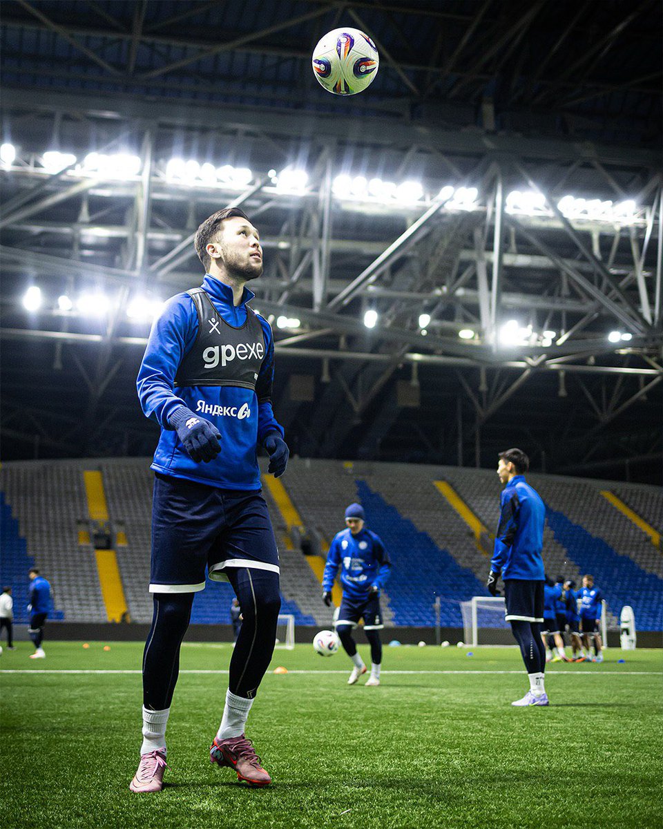 KFF_Team's tweet photo. ⚡️ The National Team continue preparations for the upcoming match against Belgium! 🇰🇿🇧🇪

Only 5 days remain until the final game of the 2026 FIFA World Cup Qualifiers.
Full-squad training starts tomorrow 💪🏻

#BizdinJigitter💛💙 https://t.co/KYMFDUySKI