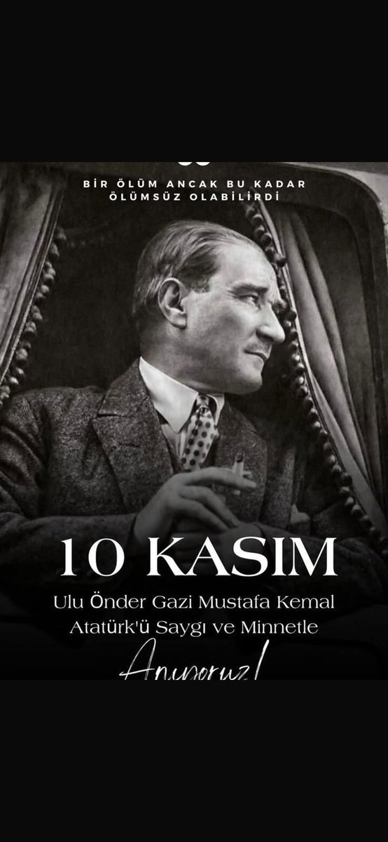 Bir insan ancak bu kadar ölümsüz olabilir. Gazi Mustafa Kemal Atatürk’ü ölüm yıldönümünde saygı ve minnetle anıyorum. #10Kasım #Atatürk