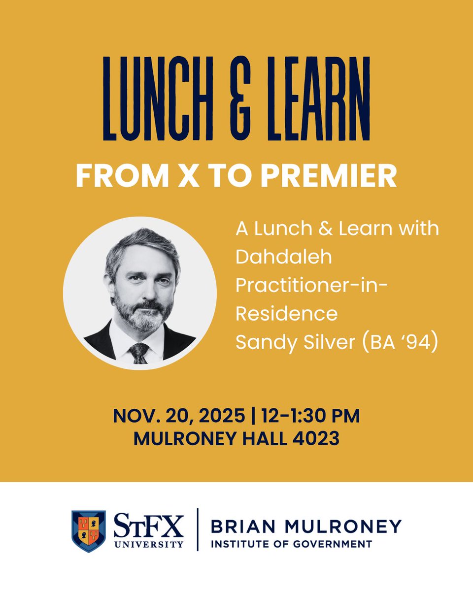 Upcoming Lunch and Learn

FROM X TO PREMIER
Featuring Dahdaleh Practitioner-in-Residence Sandy Silver (BA '94)

🗓️ Nov. 20, 2025
🕛 12-1:30 PM
📍 Mulroney Hall 4023