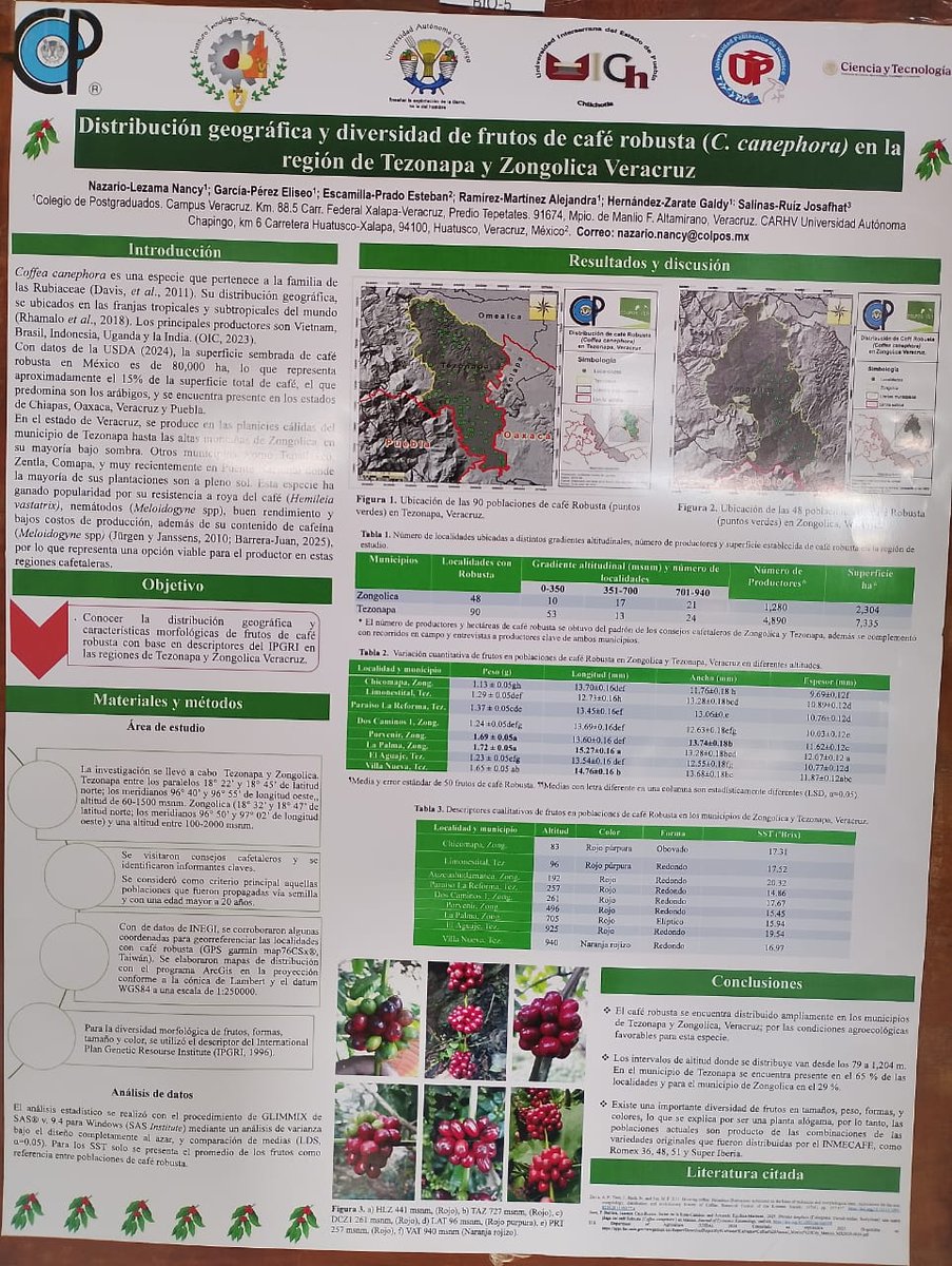 Colpos_Ver's tweet image. 🏅 ¡Felicidades al Dr. Eliseo García Pérez y a la Dra. Nancy Nazario!
Obtuvieron el 1.er lugar en la Mesa de Biotecnología del 5º Simposio en Biotecnología, Ambiental y Agroalimentaria ☕
#ColposVeracruz #OrgulloColpos #CaféRobusta