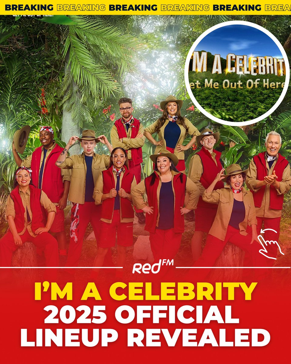 CorksRedFM's tweet image. Im a celeb finally reveal 2025 lineup 🌴