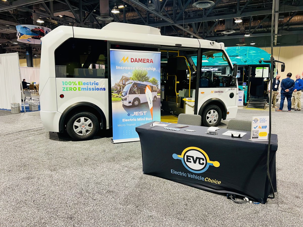 theevchoice's tweet photo. 📢 Big news from the California Transit Association Fall Conference &amp; Expo in Long Beach! 🌴

EV Choice showcased the future of zero-emission public transport: the Damera Karsan e-Jest Microtransit Bus! Sustainable, accessible, and efficient! 

#evchoice #ecodriven https://t.co/DqSOU934o7