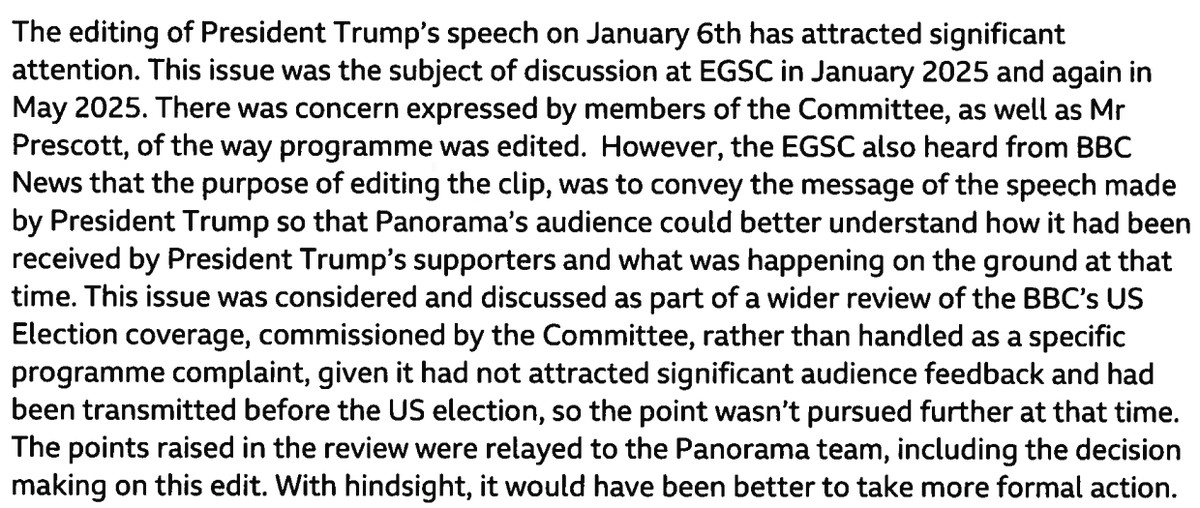 BBC Chair Samir Shah: "the purpose of editing the clip, was to convey the message of the speech made by President Trump so that Panorama’s audience could better understand how it had been received by President Trump's supporters and what was happening on the ground at that time"