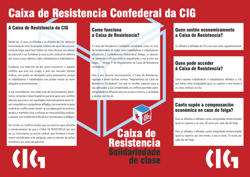 Xa que tanto interese tedes, aí vai o que é a Caixa de Resistencia da CIG 😉

#CIG #CaixadeResistencia #coaCIGnaRúaAloitaContinúa