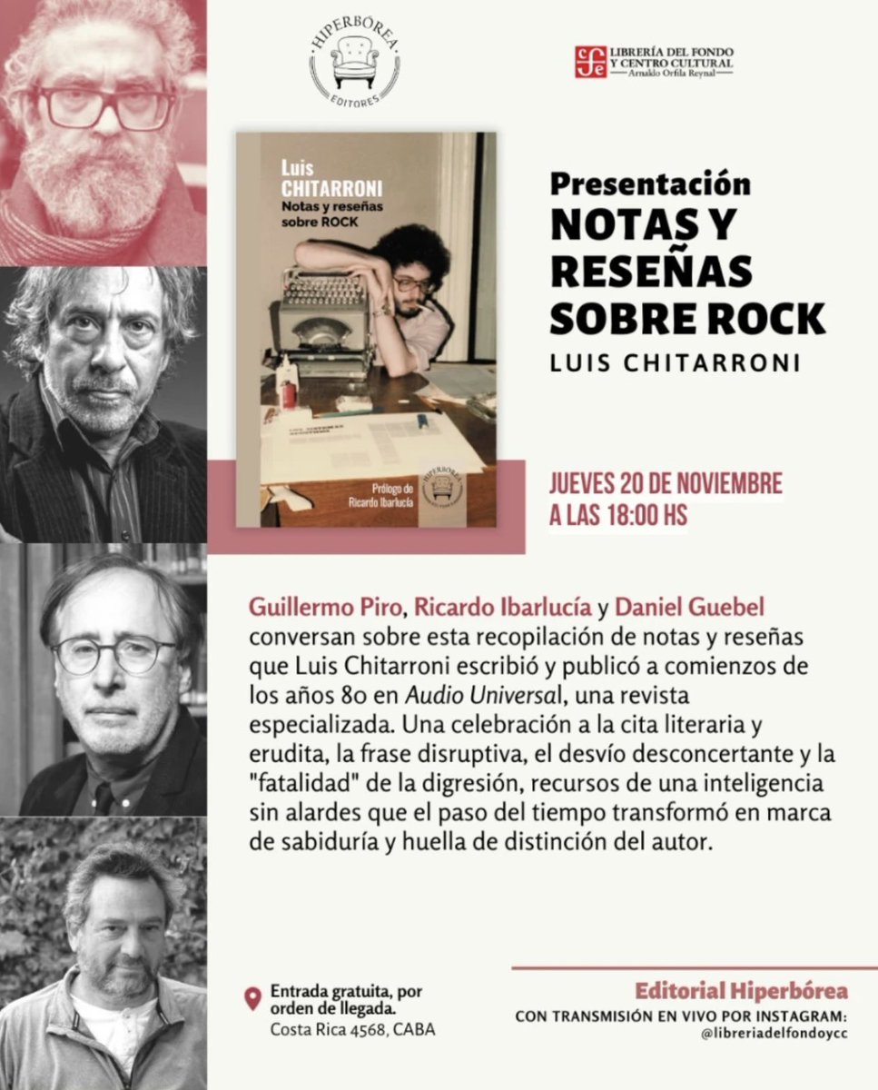 La presentación del libro de Chitarroni es el 20 de noviembre.