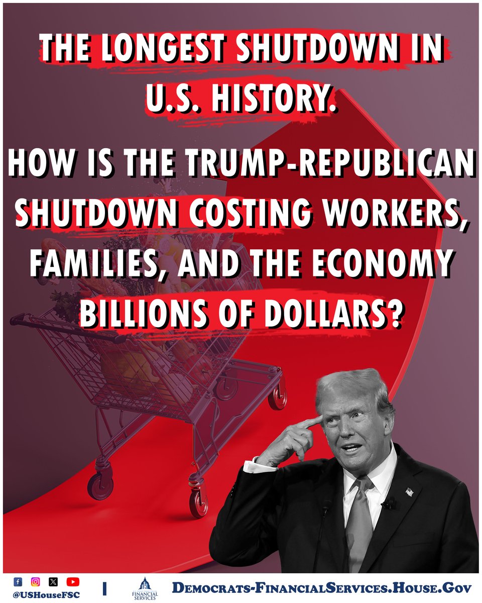 Ranking Member <a href="/RepMaxineWaters/">Maxine Waters</a> highlights the long-term consequences of the Trump-Republican shutdown, which continues to devastate the economy and push millions of families and small businesses to the brink.

READ: tinyurl.com/2au74d2v
