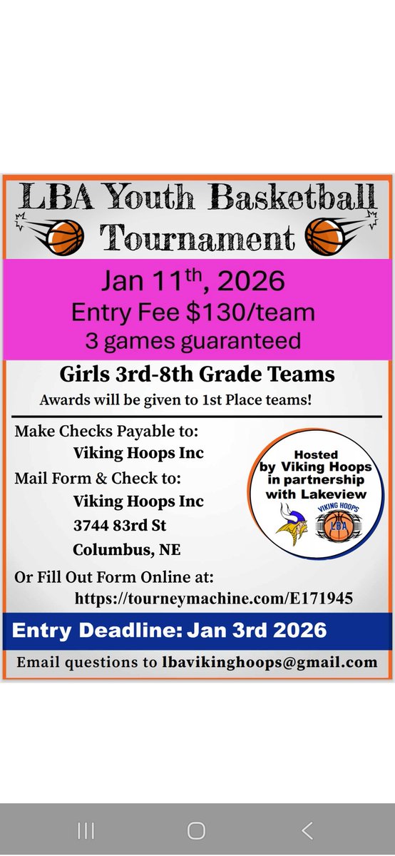 lbavikinghoops's tweet photo. Viking Jam registration is now open for the girls and boys tournaments!! Age groups will be capped get registered ASAP! https://t.co/XkPM8BiHrj