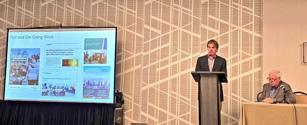 TimmAida's tweet photo. Erik Porse, PhD, @ucanrwater, highlights how partnerships between water utilities and universities are advancing understanding of water systems capacities and limitations amid wildfires. #WaterResilience #NARUCAnnual25 https://t.co/eWJHcmsTiJ