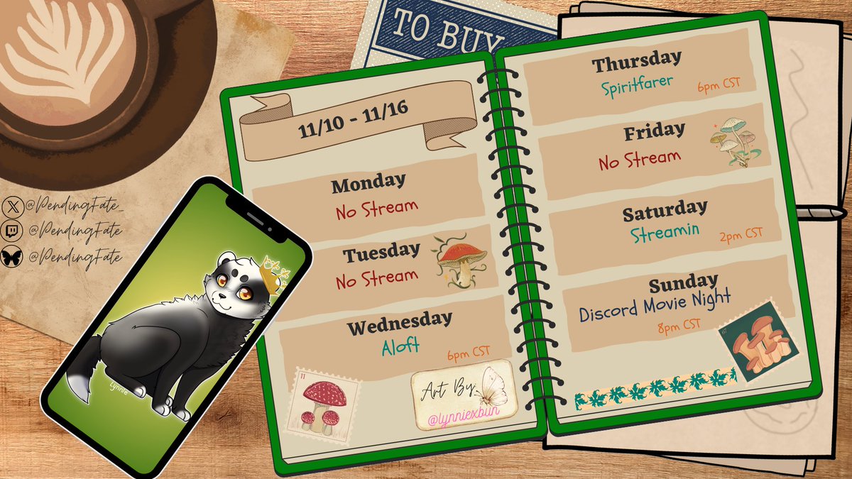 The schedule for this week! Just a viby week. ^-^