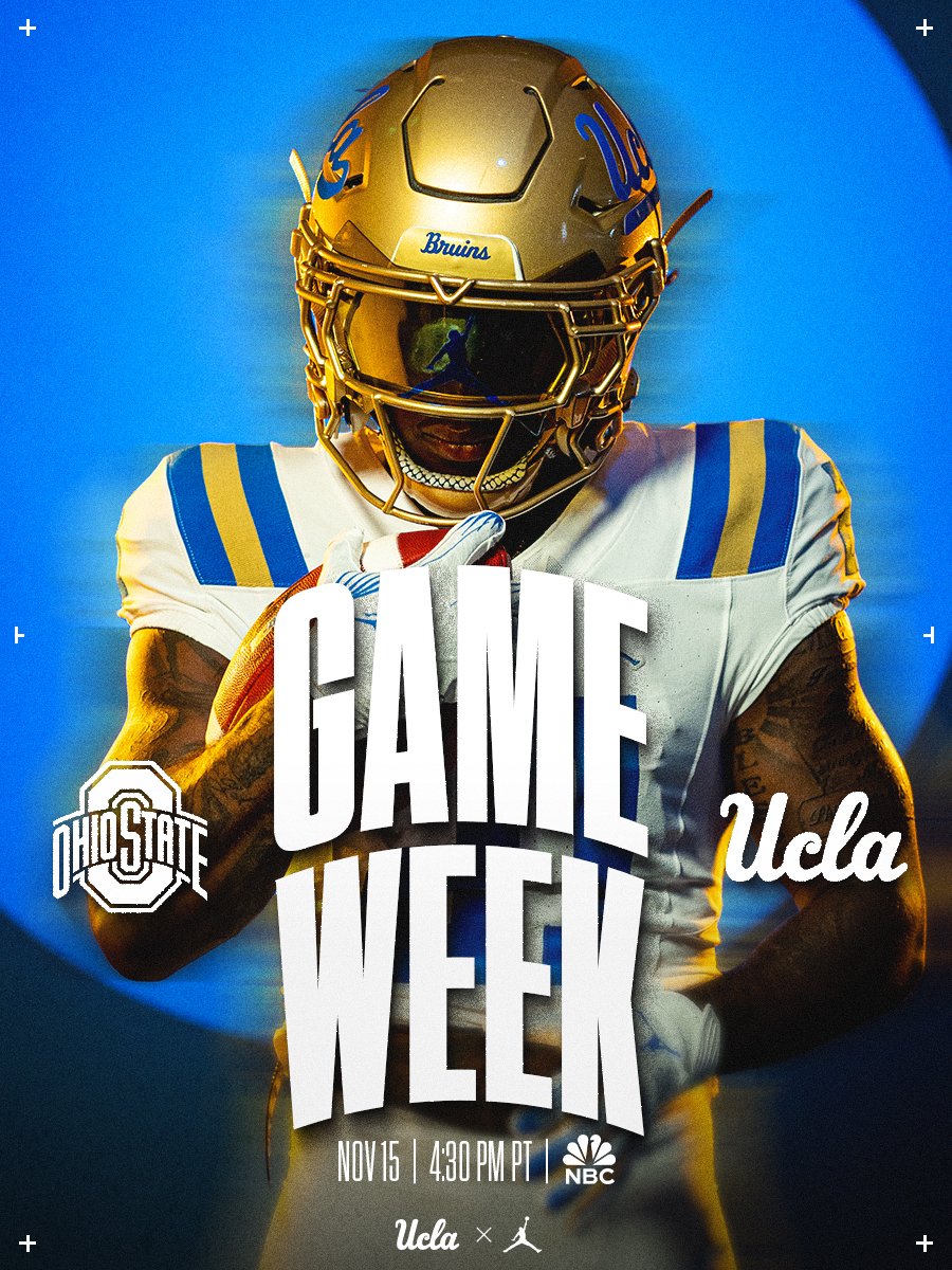 Week 10.

🆚: Ohio State
📍: Columbus, Ohio
⏰: 4:30 p.m. (PT)
📺: NBC
📻: AM 790

#GoBruins