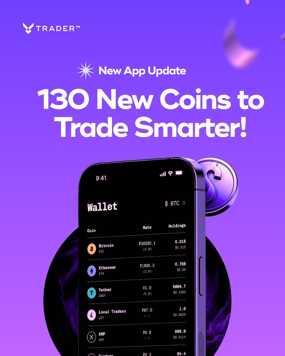 vTraderAfrica's tweet image. Big update, bigger trades. 💥

🫵🏼You can now explore 130+ new coins on VTrader — with a smoother interface and smarter trading experience.
Let’s make every trade count. 🚀

#VTrader #CryptoTrading #AppUpdate #CryptoCommunity #TradeSmarter