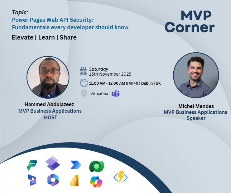 michelcarlo's tweet image. Join us for a practical session where we break down the core security principles every #PowerPages developer should master to protect data and prevent unauthorized access🤘💪 

🔗 linkedin.com/events/7393405… #PowerPlatform