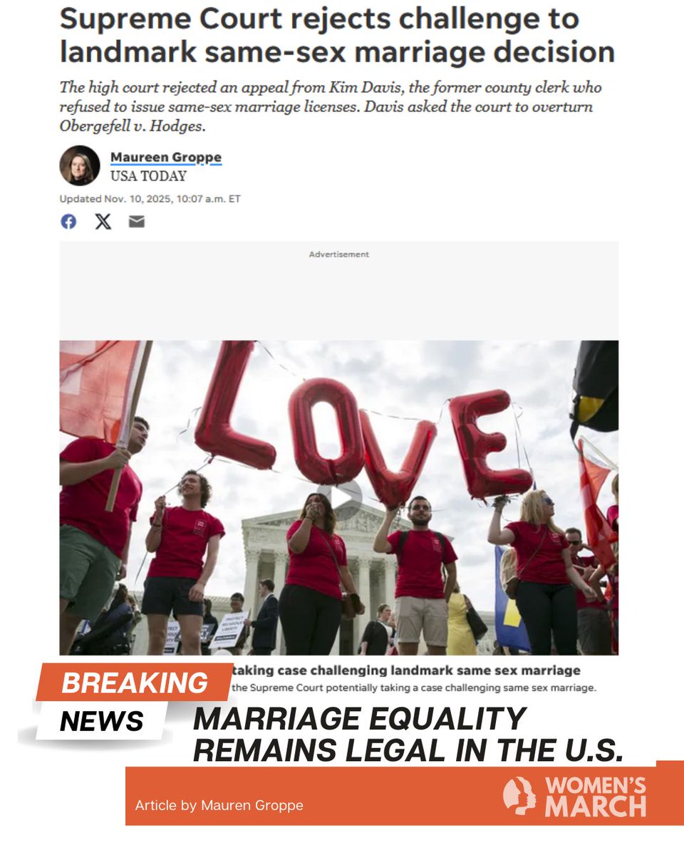 womensmarch's tweet image. Same-sex marriage is still legal, y’all. 🌈 If that ruins your day… sorry, not sorry. ✨💍

#LoveWins #EqualityForAll #WomensMarch #FeministFuture