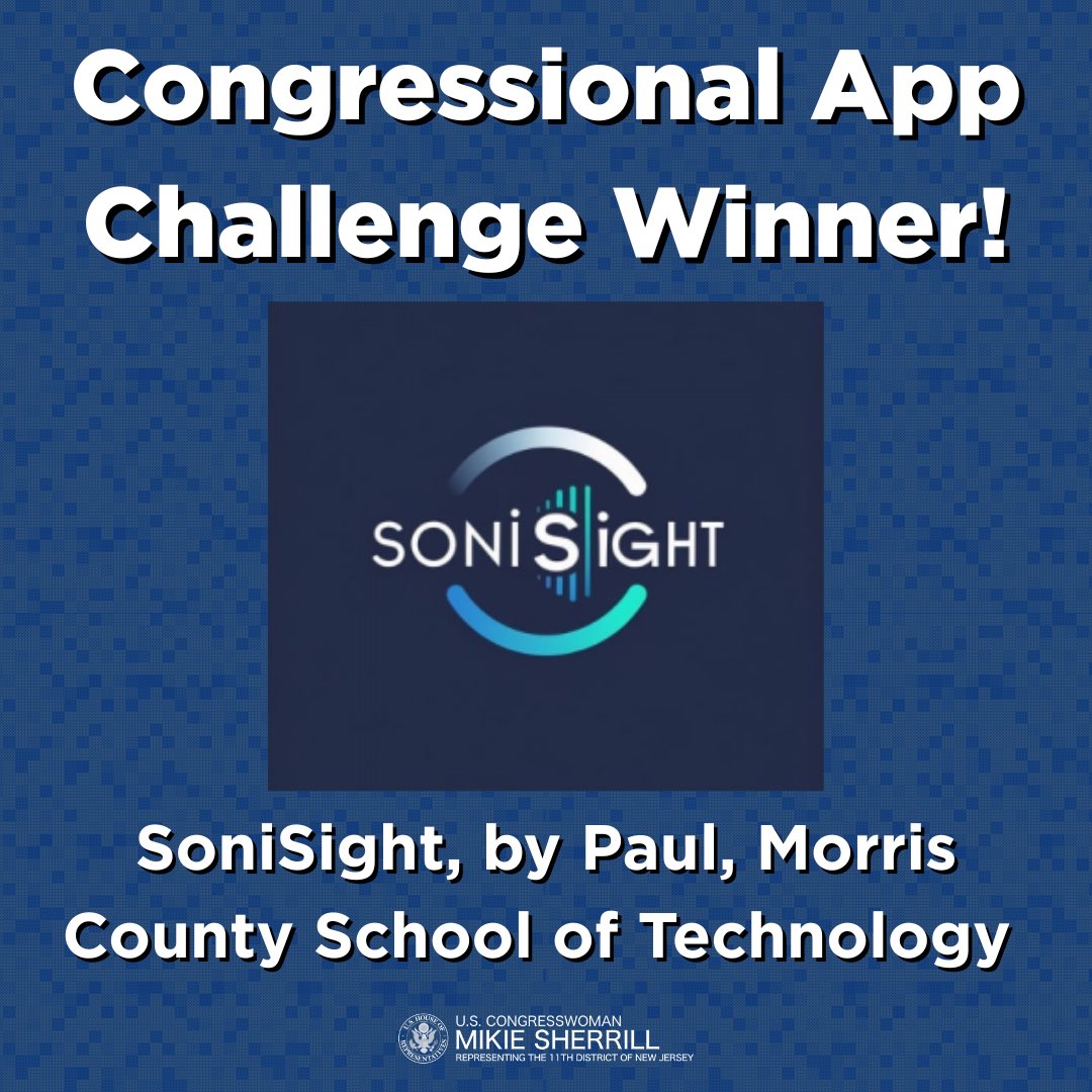 RepSherrill's tweet image. Congratulations to Paul from Morris County School of Technology for winning the NJ-11 Congressional App Challenge!

Selected as the winner by a panel of judges, Paul’s app, SoniSight, is an AI-powered web application designed to make ultrasound analysis clearer, more transparent,…