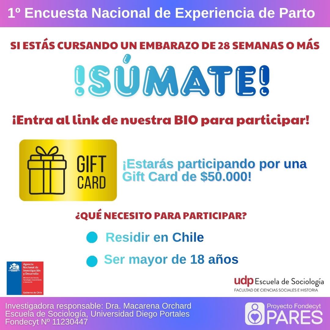 proyecto_pares's tweet photo. 🟣 ¡Participa en la 1° Encuesta Nacional de Experiencia de Parto! 🟣

Si estás cursando un embarazo de 28 semanas o más, te invitamos a ser parte de este importante estudio que busca conocer las experiencias de las personas durante el proceso de atención del parto en Chile. https://t.co/plPFIIMNuk