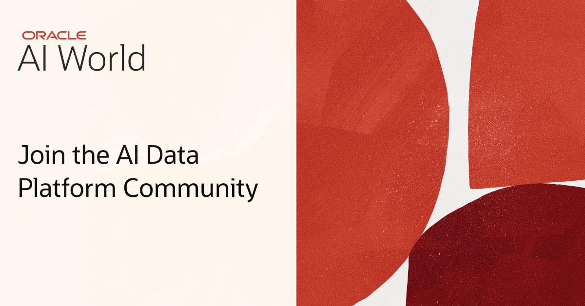 anilstwit's tweet photo. Ready to unlock the power of AI and data? Join Oracle's AI Data Platform Community to connect with experts, share best practices, and stay ahead with the latest AIDP insights. #AIWorld https://t.co/IyMBGyrjG1 https://t.co/jpmgcnvdOk