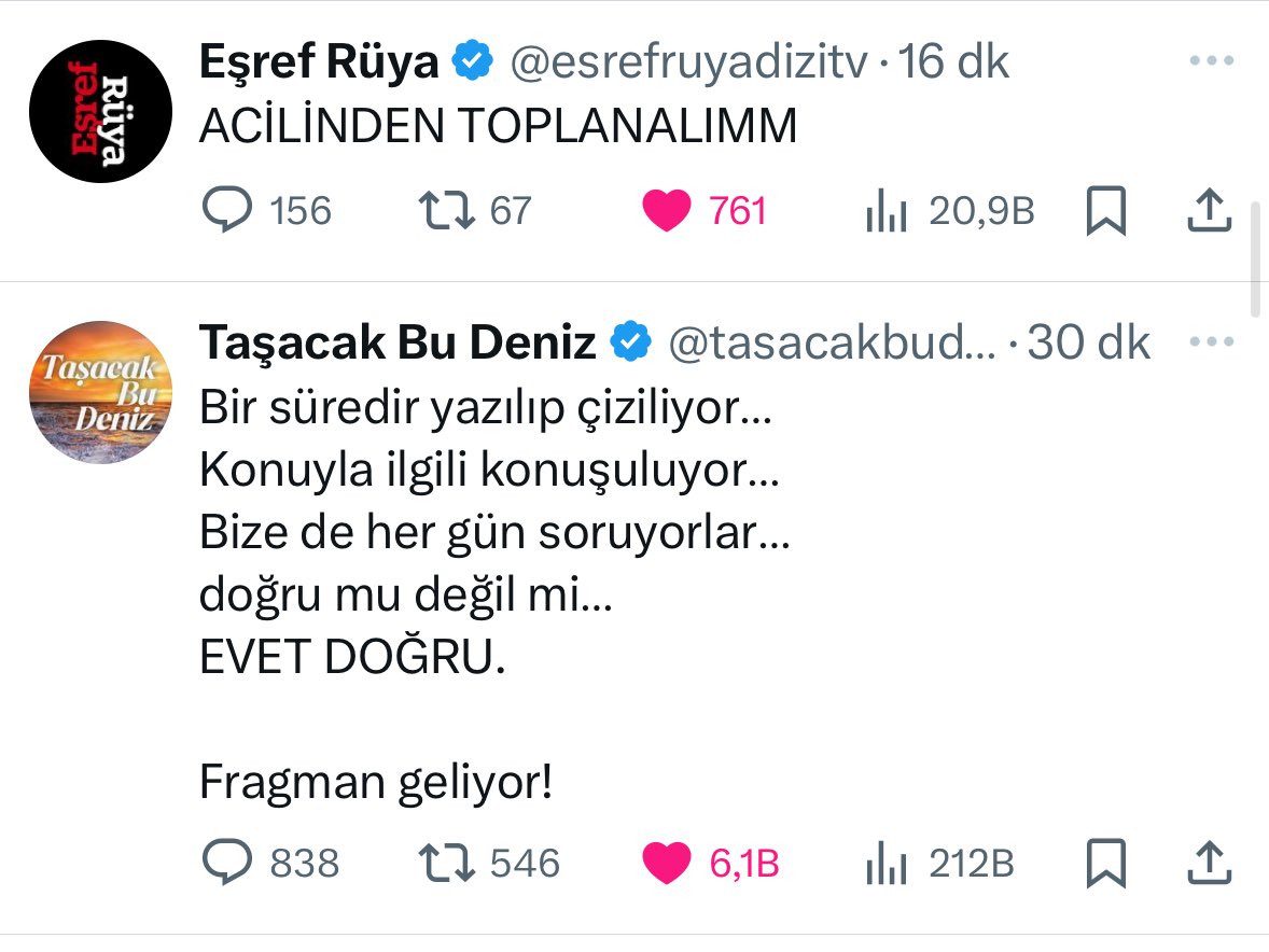 en sevdiğim iki bildirim 
#eşrefrüya
#taşacakbudeniz