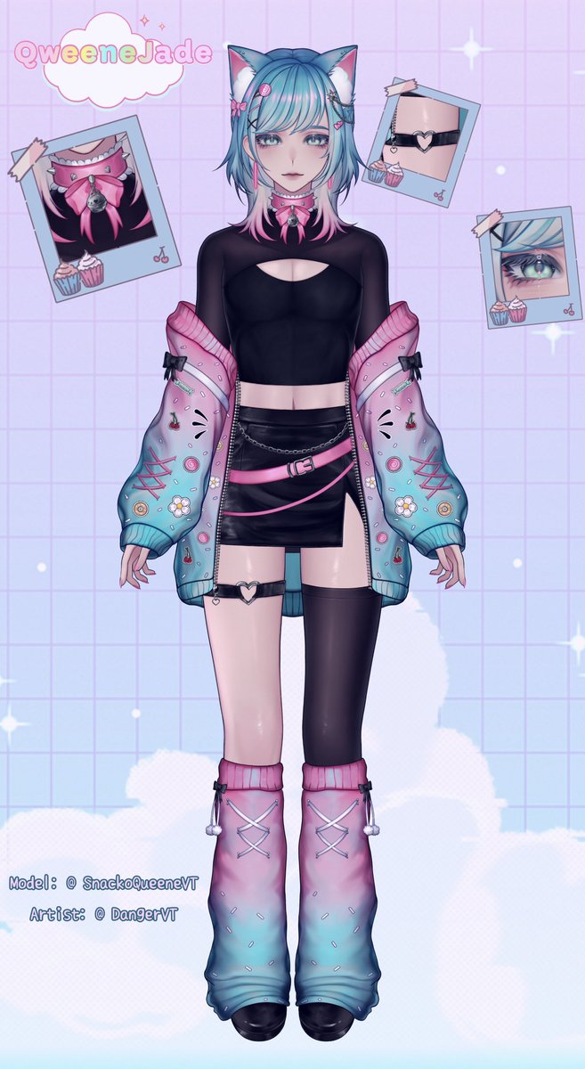 my verrryyyy first vtuber model comm for <a href="/SnackoQweeneVT/">QweeneJade🦋🌸🐝(Debut Coming)</a> ! tysm for entrusting ur character to me <3
