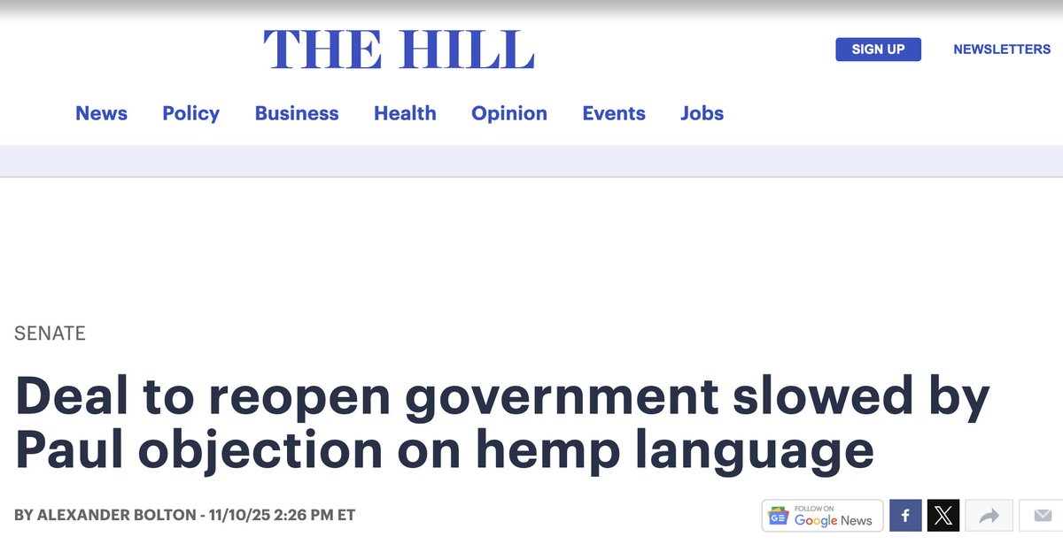 Just to be clear: I am not delaying this bill. The timing is already fixed under Senate procedure. But there is extraneous language in this package that has nothing to do with reopening the government and would harm Kentucky’s hemp farmers and small businesses. 

Standing up for