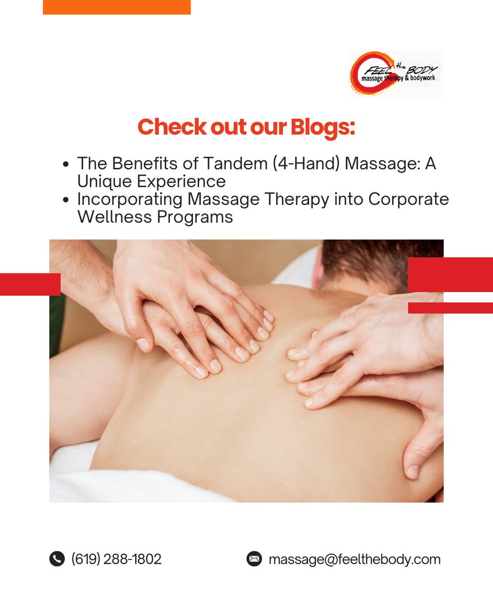 Bryan4massage's tweet photo. Experience the ultimate in relaxation with our Tandem (4-Hand) Massage—two expert therapists, one transformative session. Discover the benefits on our blog: https://t.co/YWcZgD2UoI #TandemMassage #SanDiegoMassage https://t.co/OVAXFQJMsD