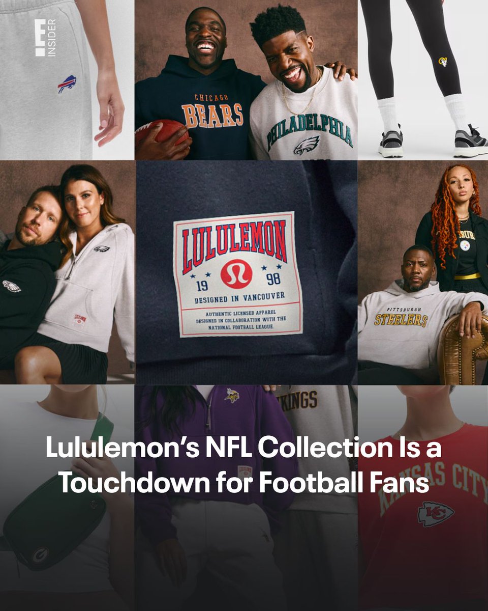 🔗: bit.ly/4nNYcIs
Everybody huddle up, we've got big news! Lululemon collaborated with the NFL to create an exclusive line of fashionable merch. 🏈 Rep your team in cult-fave styles. (📷: lululemon) #einsidershop