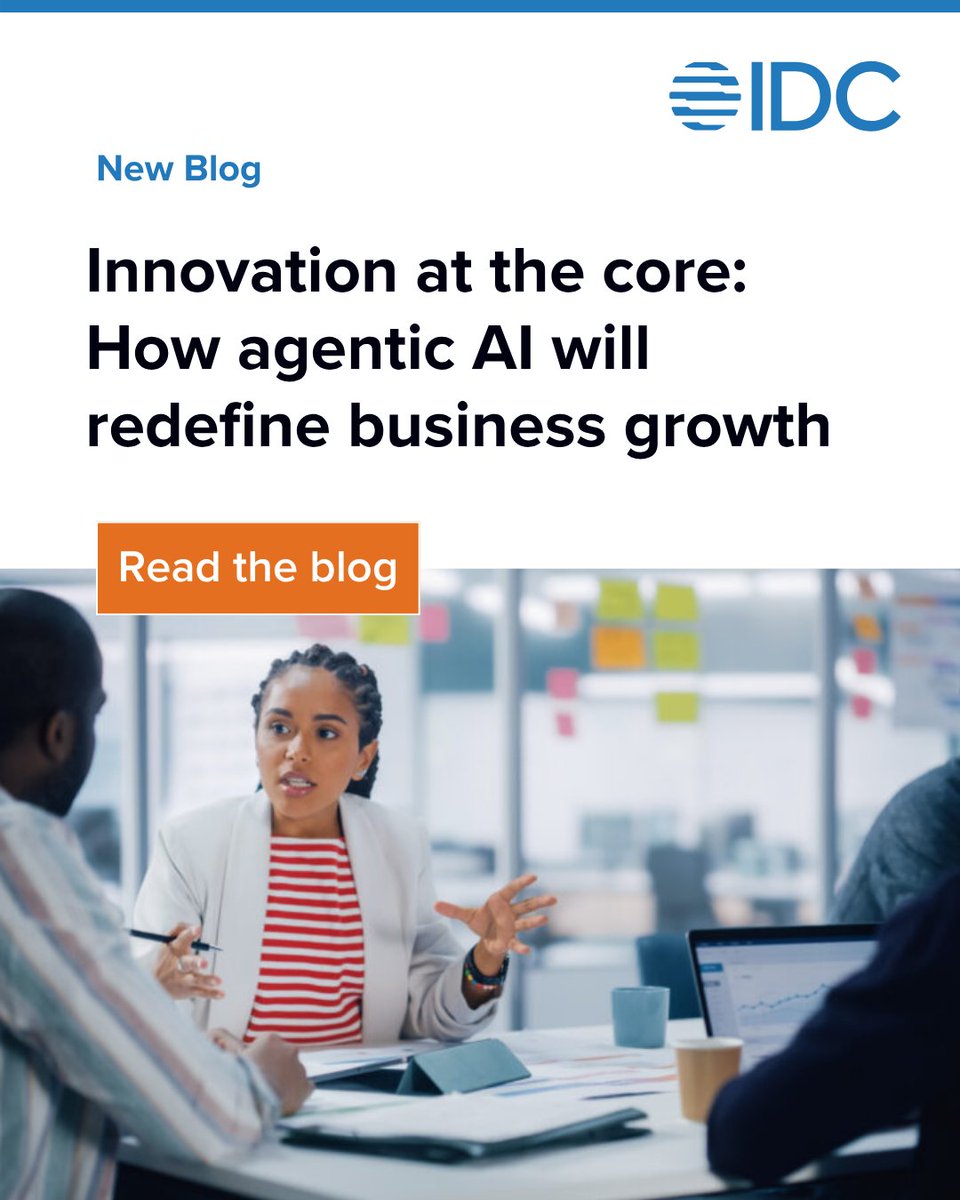 IDC's tweet image. AI is moving beyond efficiency to become the engine of innovation and growth.

IDC’s FutureScape 2026 reveals how agentic AI is reshaping business models and redefining competitive advantage.

🔗 Read the blog: ow.ly/iJNW50XoEJm

#IDCFutureScape #ForecastToAction…