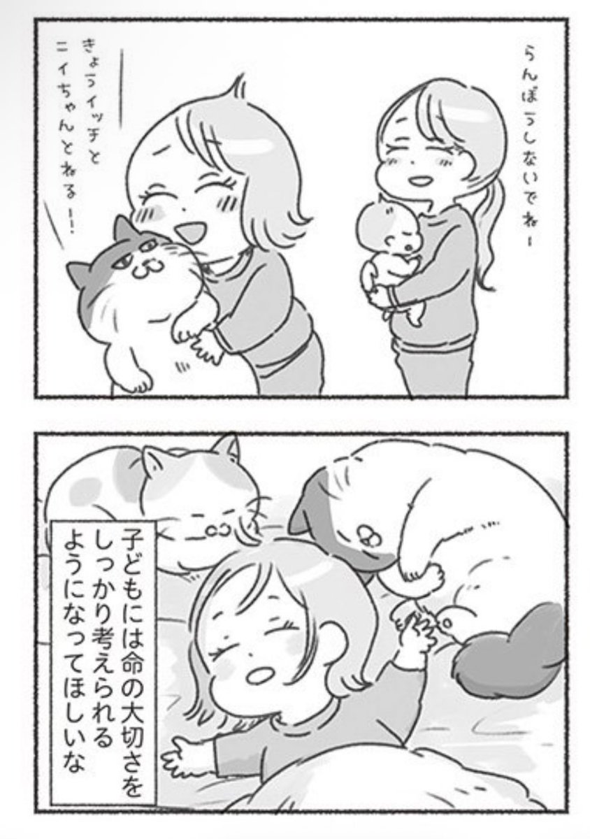 よく私の体験談かと間違われるのですが、漫画作画だけの担当です😉 

でもこのシーンは我が家の一部をイメージして描きました
最近は寒いからワキで猫寝てる
幸せ!猫は神様! 