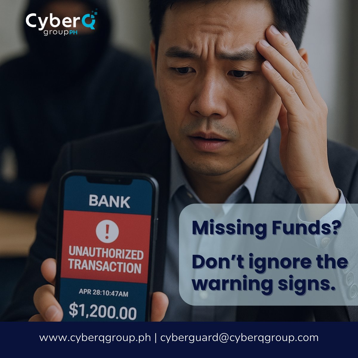 CyberQGroup_PH's tweet image. Missing funds or strange transactions?
Don’t ignore the signs — it could be a cyber attack.
 👉 Learn more: hubs.li/Q03SlnZM0
 #CyberSecurityPH #CyberGuardPH