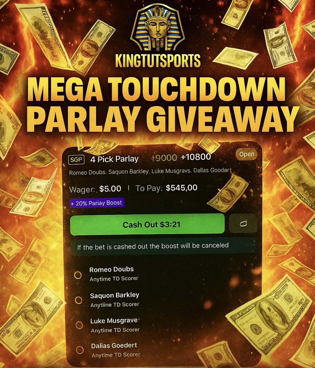 KingTuTSports's tweet image. $200 TO SOMEONE IF THIS IS A WINNER

MUST LIKE &amp;amp; FOLLOW @KingTuTSports 

PLEASE SHARE THIS POST

@DoctorSports33 @DoctorsportsHQ #td #fyp #fypシ #fypviraltwitter #fypage #Giveaway #touchdown #Gambling𝕏