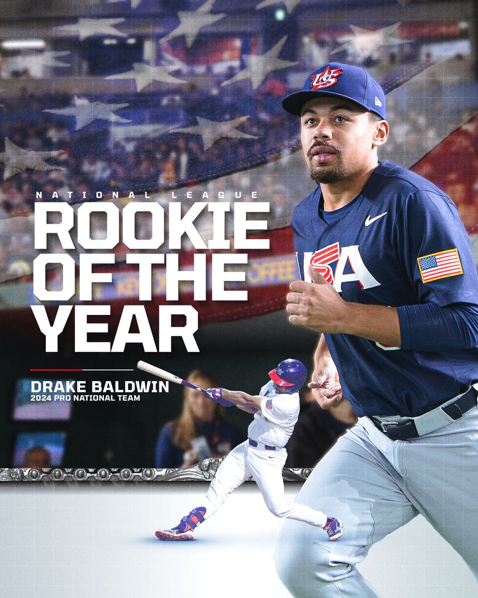 USABaseball's tweet image. 2024: Team USA
2025: National League Rookie of the Year

#ForGlory🇺🇸