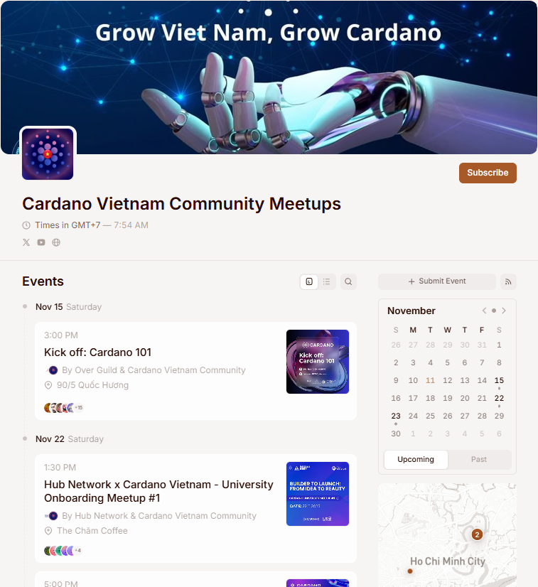 VietnamCardano's tweet image. 📅 Cardano Vietnam Community Meetups Calendar is live! 🇻🇳
Discover upcoming Cardano meetups, events &amp;amp; networking sessions across Vietnam — and join with just one click! 🚀
🔗 luma.com/Cardano-Vietna…

🤝 Let’s grow a stronger, united #CardanoCommunity together! 💪

#Cardano