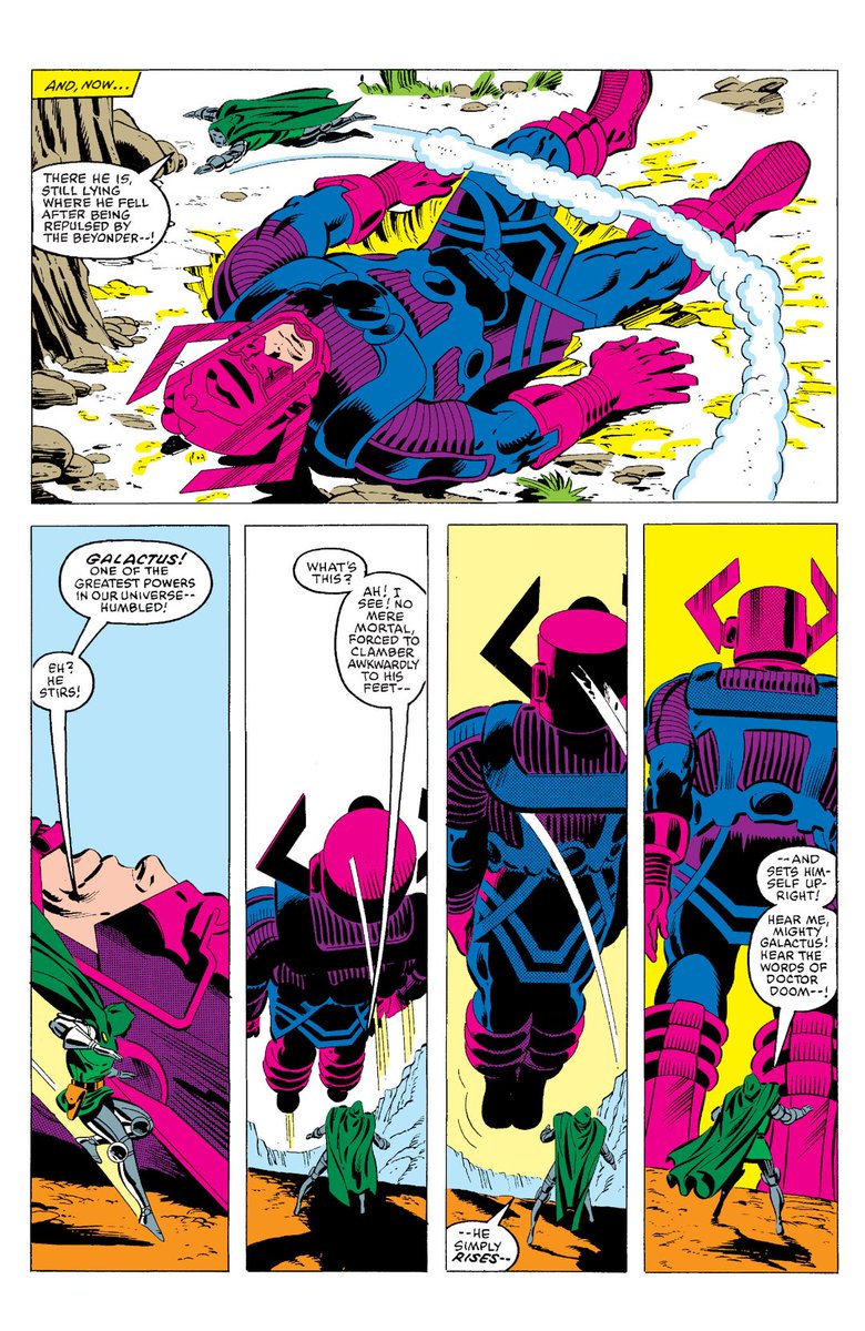 DWN016WoodMaker's tweet photo. @B_Mask_ (as silly as they can sometimes be, I love how older comics like og Secret Wars really tried to sell this idea that he's on a higher plane above, making him seem grande in something as simple as standing up lmao) https://t.co/GhRwV3TDqw