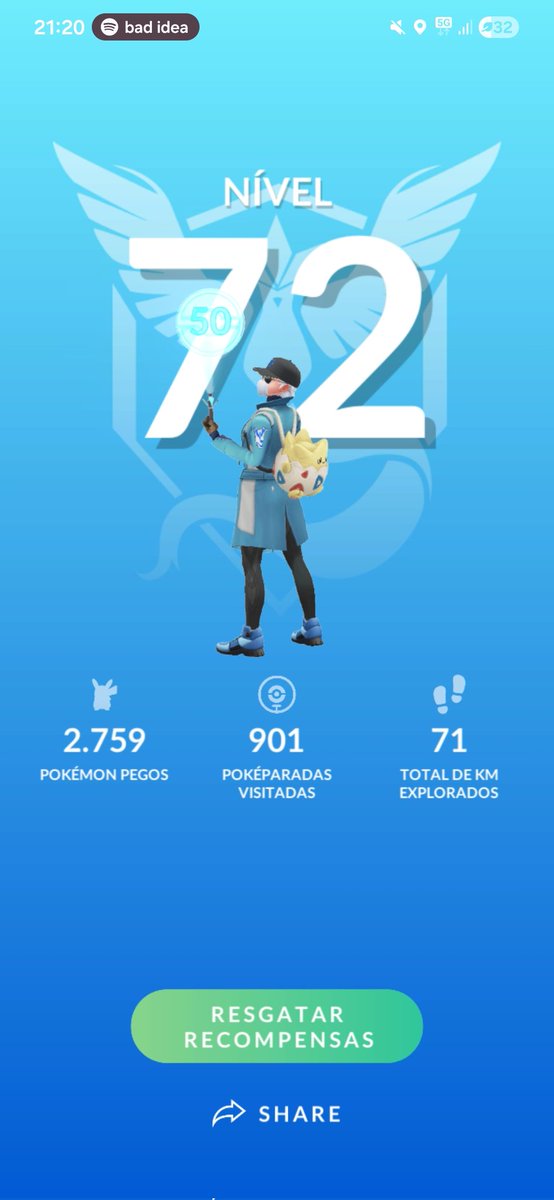 PoGoJohnn's tweet photo. Level 72 🏌️ 
#PokemonGO https://t.co/KTbLlgw4Cd