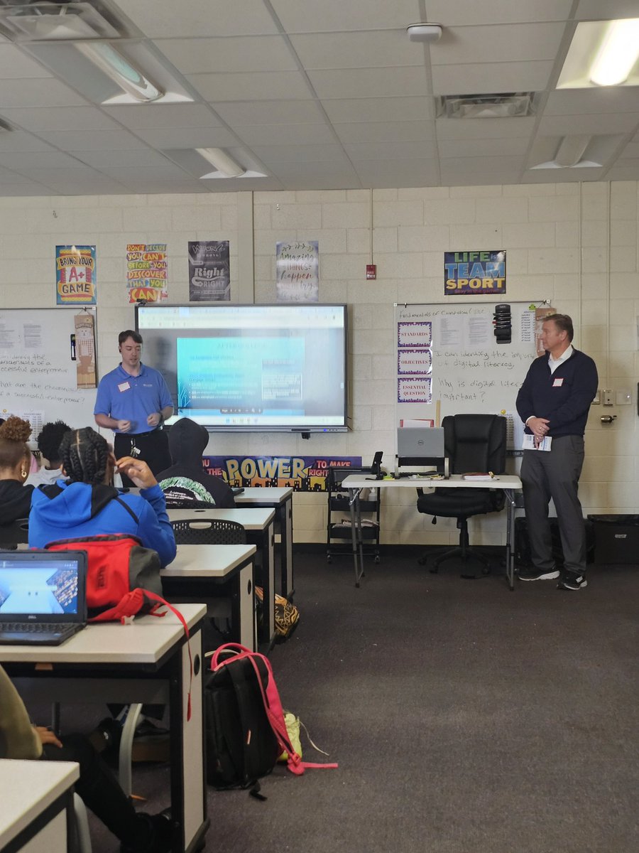💻👕 Our CTE Business Partners continue to make an impact!
Mr. Sauders &amp; Mr. Ray from Training Concepts spoke with our Fundamentals of Computing students about Cybersecurity, while Mrs. Dunbar, owner of The Factory 10, led a “T-shirt Brand Builder Challenge” with our