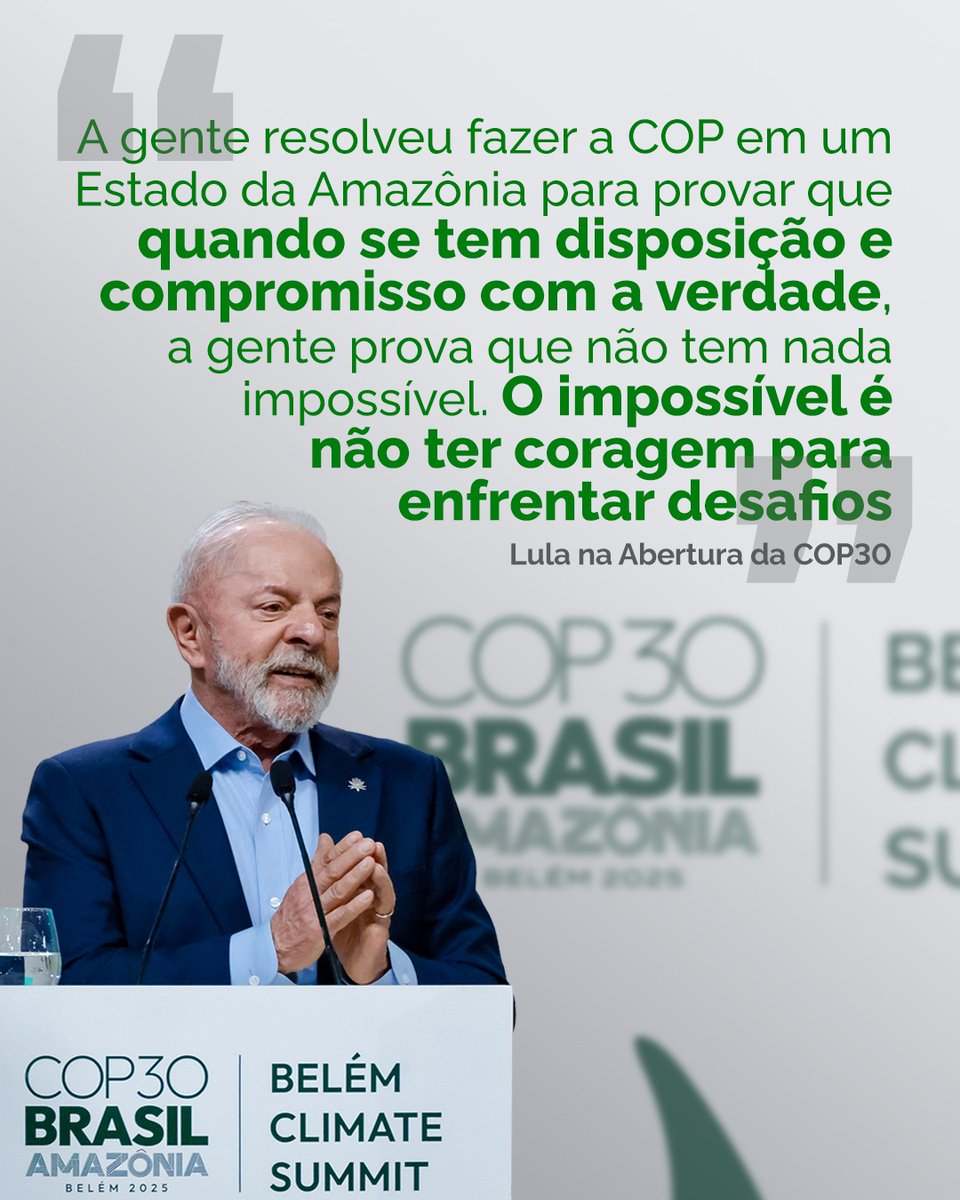 Com Lula, o Brasil mostra ao mundo que é possível unir desenvolvimento, floresta em pé e justiça climática. 🌿🔥

👉 Compartilhe!