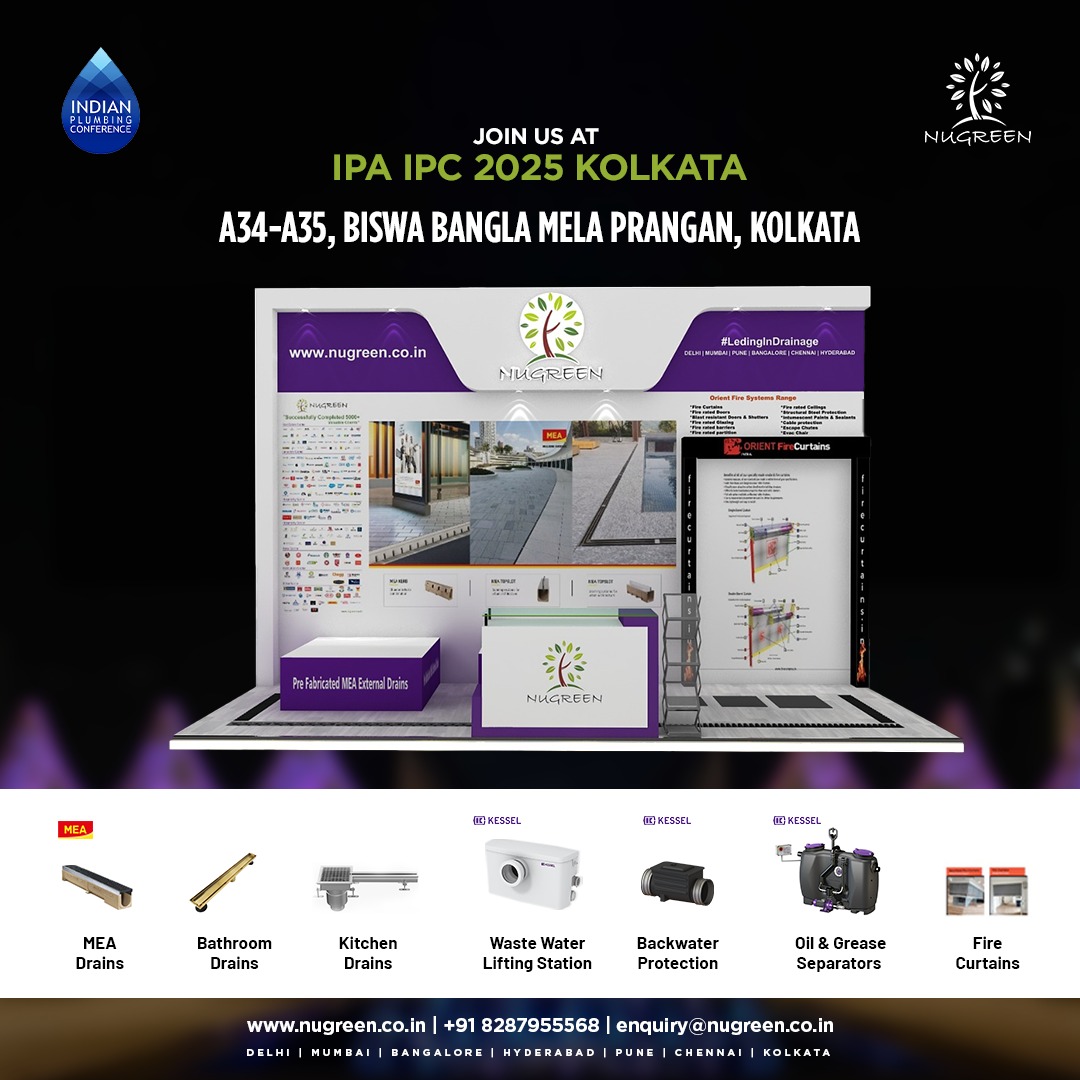 NugreenIndia's tweet photo. We are pleased to invite you to visit Nugreen Building Technologies at Stand A34-A35 during the IPA IPC 2025 Kolkata Event, taking place from 13th to 15th November 2025 at Biswa Bangla Mela Prangan, Kolkata.

#IPAIPC2025 #IPAKolkata #BiswaBanglaMelaPrangan #PlumbingIndustry https://t.co/1ahFDDsLLN