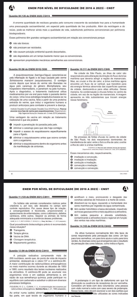annabeatrizb___'s tweet photo. dica de revisão pro 2° dia: esse material do SAS com as questões do ENEM separadas por nível de dificuldade.

eu tentaria responder todas as questões fáceis, explicando item por item. além de ser essencial pra revisar conceitos e padrões que sempre caem, deixa a gnt mais confiante na hora da prova🥳🥳
#studytwtbr