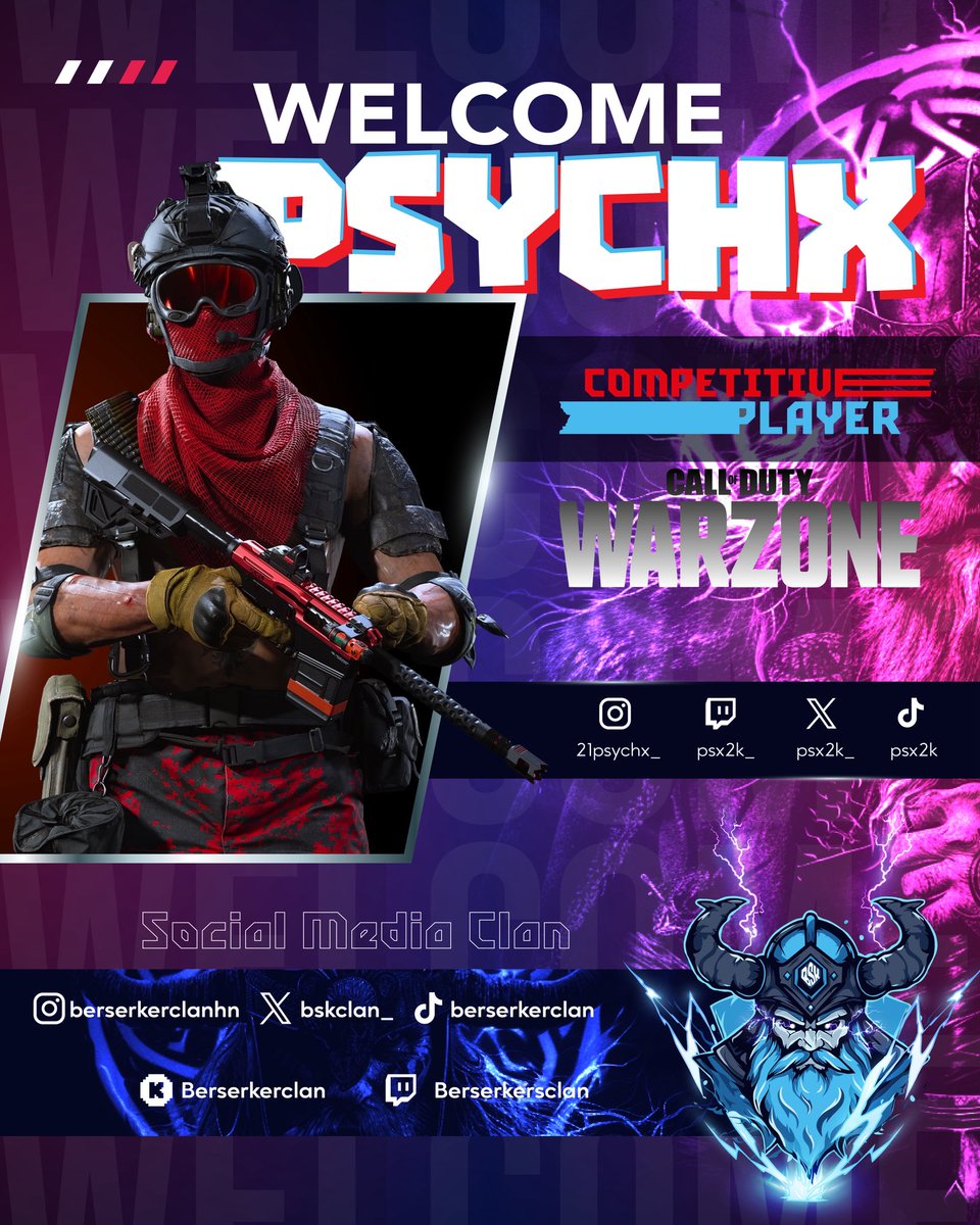 ¡CON ORGULLO BERSERKER! 💙  

Nos enorgullece anunciar la incorporación oficial de <a href="/psx2k_/">21 Psychx</a> al roster competitivo de Call of Duty: Warzone. 🏆🇭🇳  

Un talento excepcional que se une a nuestra familia con entusiasmo, visión estratégica y una determinación inigualable por la