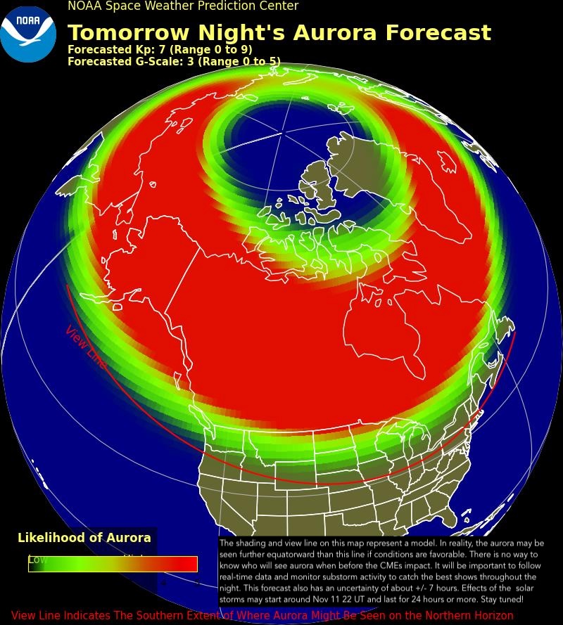 Here we go! NOAA has just announced a strong geomagnetic storm forecast for Tuesday night due to a couple solar storms heading towards Earth. 

If these solar storms or CMEs do impact, we could see the auroral ovals extend to lower latitudes and during activity flare-ups called
