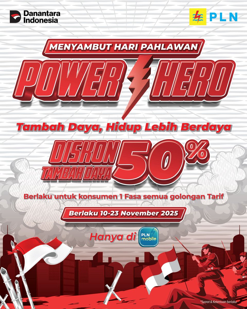 JoviJava41743's tweet image. Ke pelabuhan menatap samudra,
Nyalakan tekad, kobarkan asa.

Menyambut Hari Pahlawan yang akan tiba,
Hadir POWER HERO - Tambah daya, hidup lebih berdaya

#PowerHeroPLN
#TambahDayaLebihBerdaya
#PLNMobileSemuaMakinMudah
#HariPahlawan2025
#NyalakanSemangatPahlawan