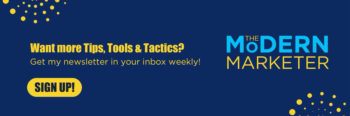 Want to Be The Smartest Marketer In The Room?

Get the best tips, tools &amp; tactics delivered straight to your inbox every week! Stay ahead of the curve with practical updates, quick wins &amp; the latest marketing news.

Sign Up Today! mailchi.mp/e57b0c373458/t…