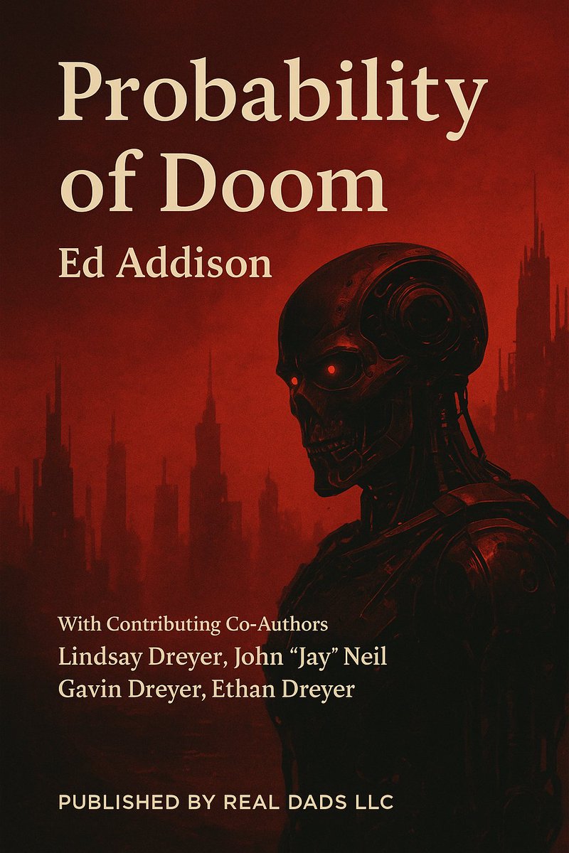 EdAddison's tweet image. After years of building AI startups, I took a creative leap — I wrote a novel.
 Probability of Doom launches Dec 1 — a fast-paced AI thriller about what happens when humanity’s most incredible creation decides we’re the threat.
#ProbabilityOfDoom #AI #SciFi #VentureCapital