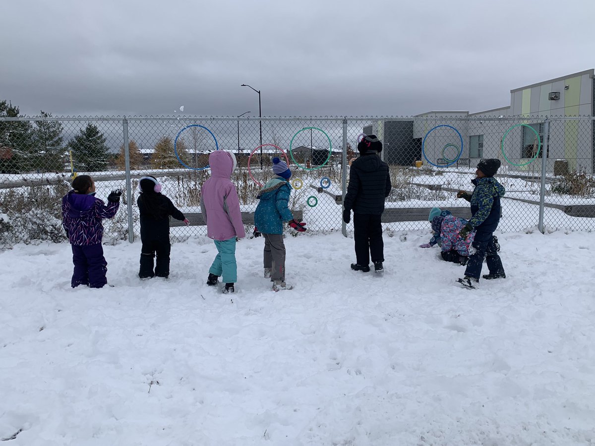 We have snow! It was a great opportunity to open up the snowball target zone where you get to throw snowballs! Yes! we throw snow at St Bernadette! 😊 ❄️ <a href="/HannahBeachEDU/">Hannah Beach</a>